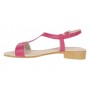 sandale dama fucsia din piele naturala cu bareta in T si toc mic S16FCS